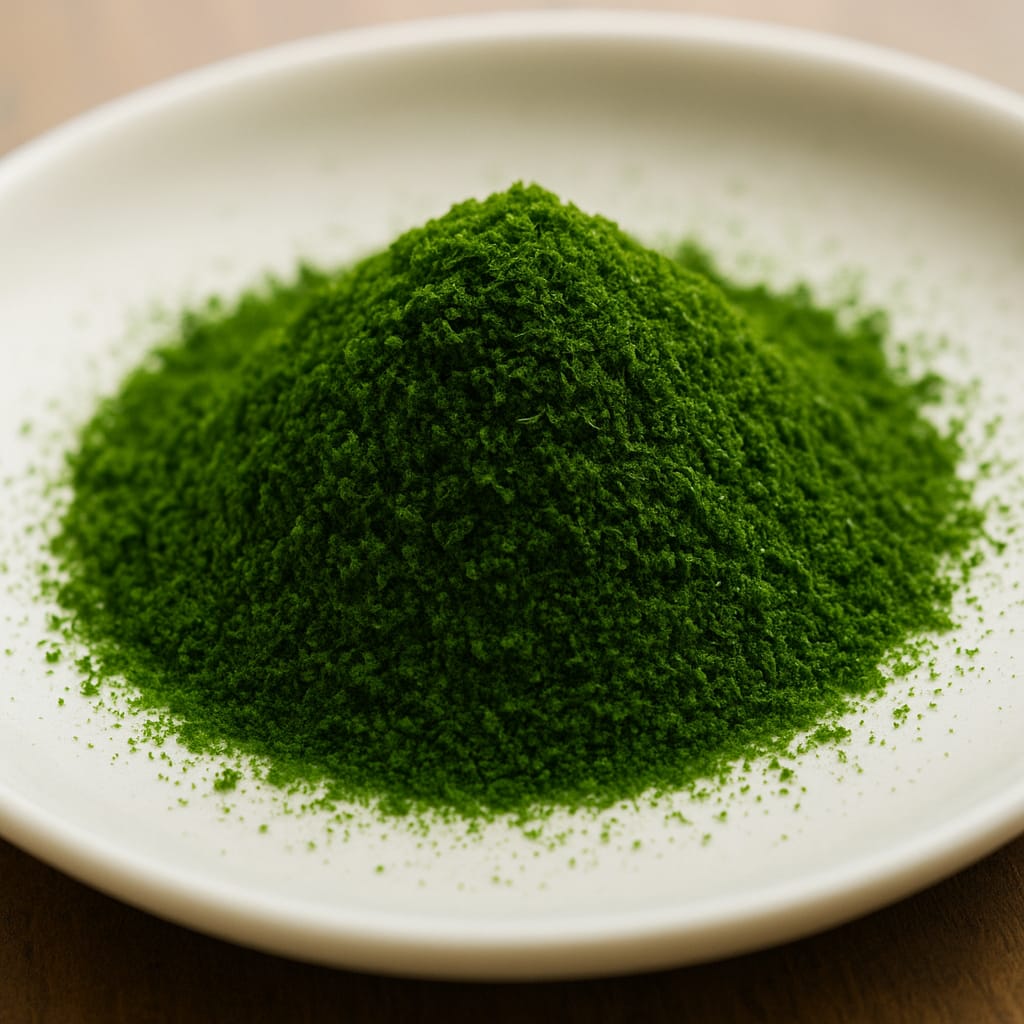 Poudre verte sur les okonomiyaki ou takoyaki japonais