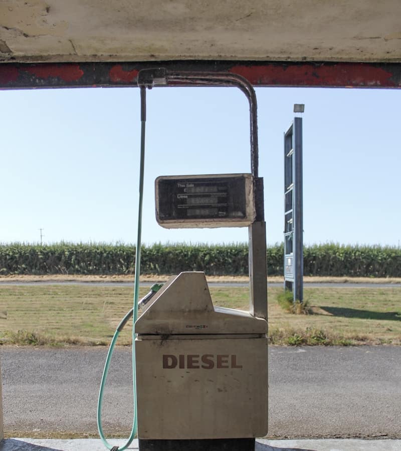 white Diesel gas pump station
