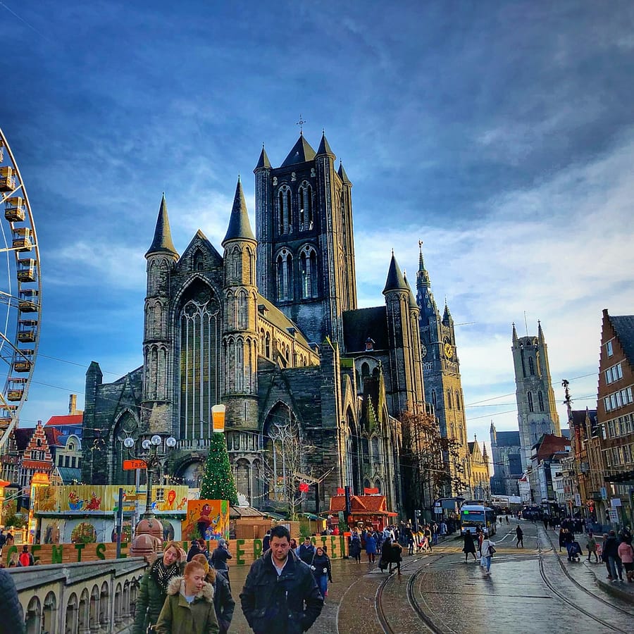 people walking near ferries wheel
